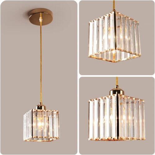 Single Mini Pendant Light Fixture Modern Crystal Gold Kitchen Island Hanging New