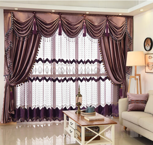 Upscale European purple Italian velvet thick cloth blackout curtain valance N936