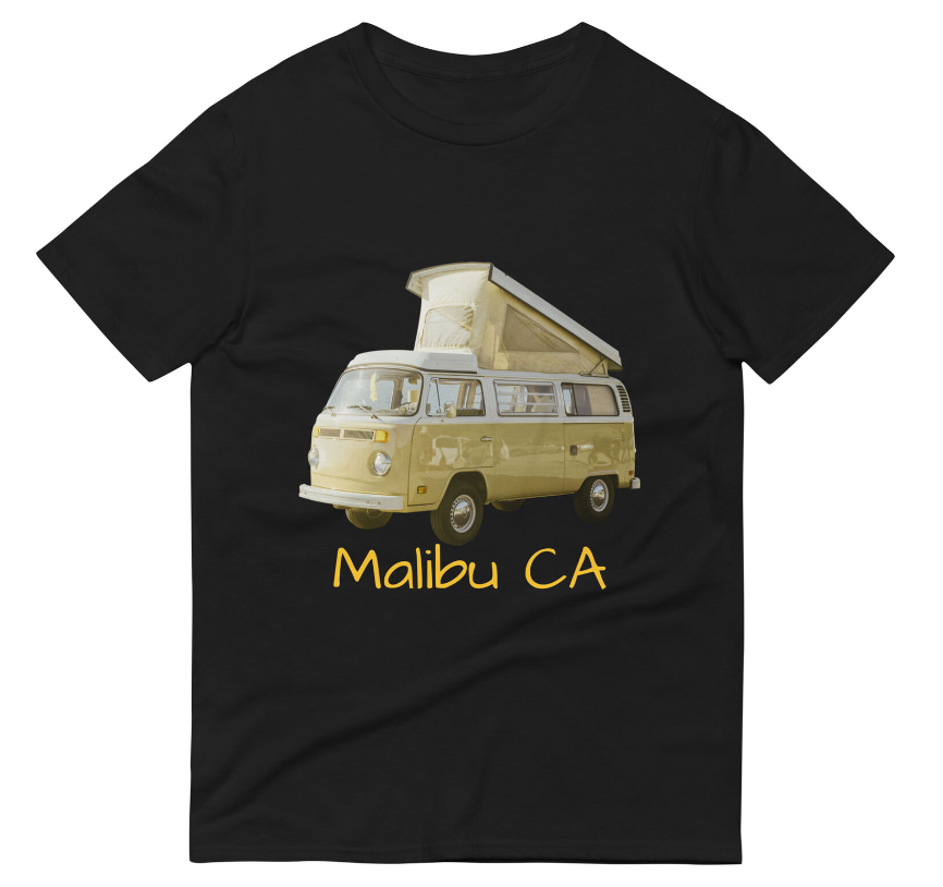 Malibu VW Bus Pop Top surfer surfing surf van Short-Sleeve T-Shirt