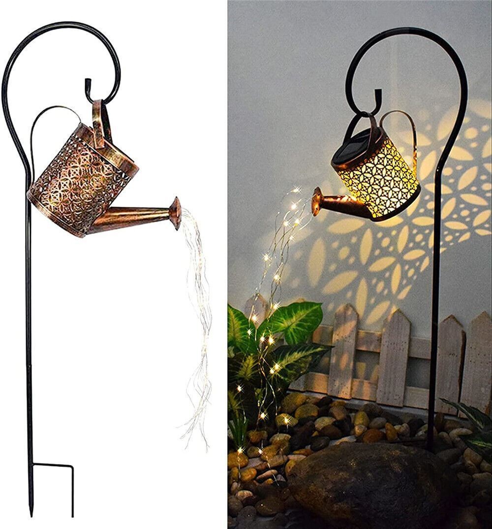 Solar Watering Can Light Garden Outdoor Waterproof Kettle Yard Art Lamp Decor US